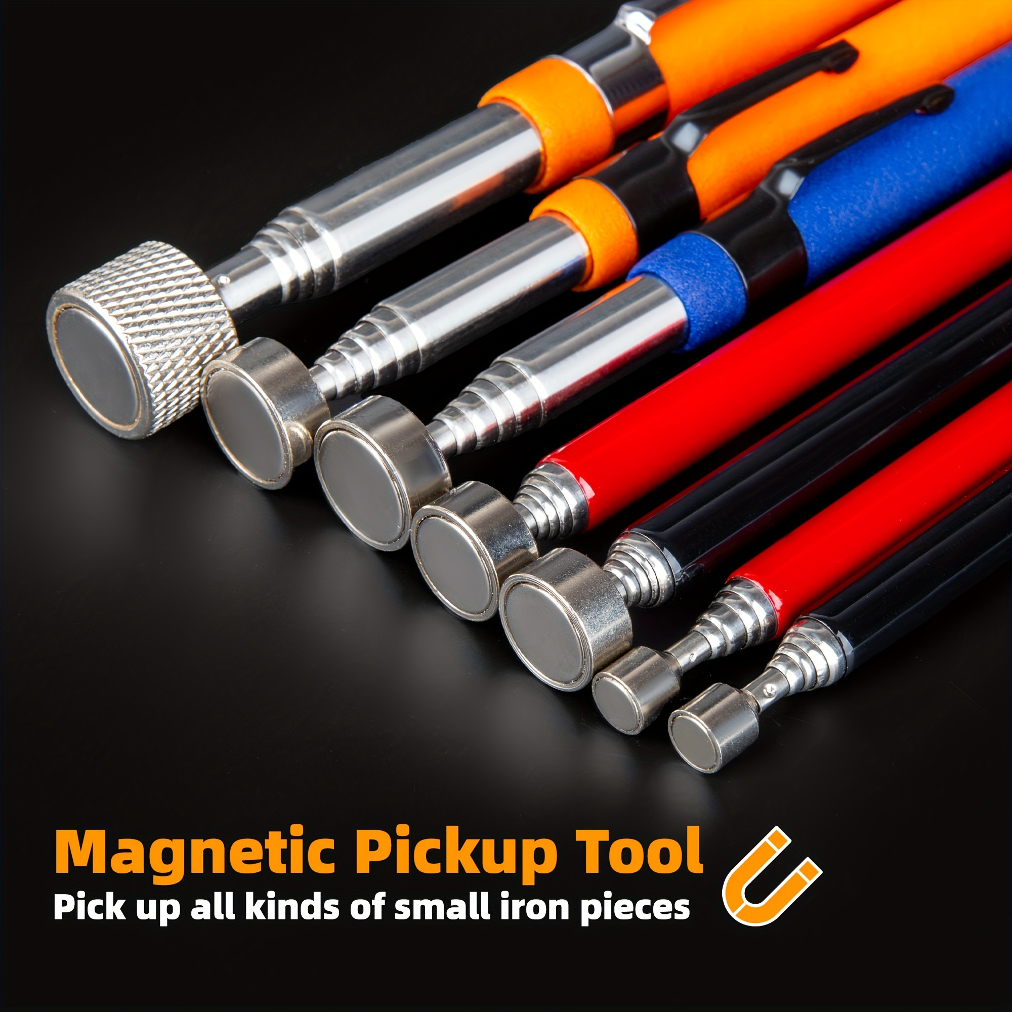 

1pc Magnet Pickup Tool, Orange Telescopic Adjustable Magnetic Pick-up Tools Picking Up Small Pieces
