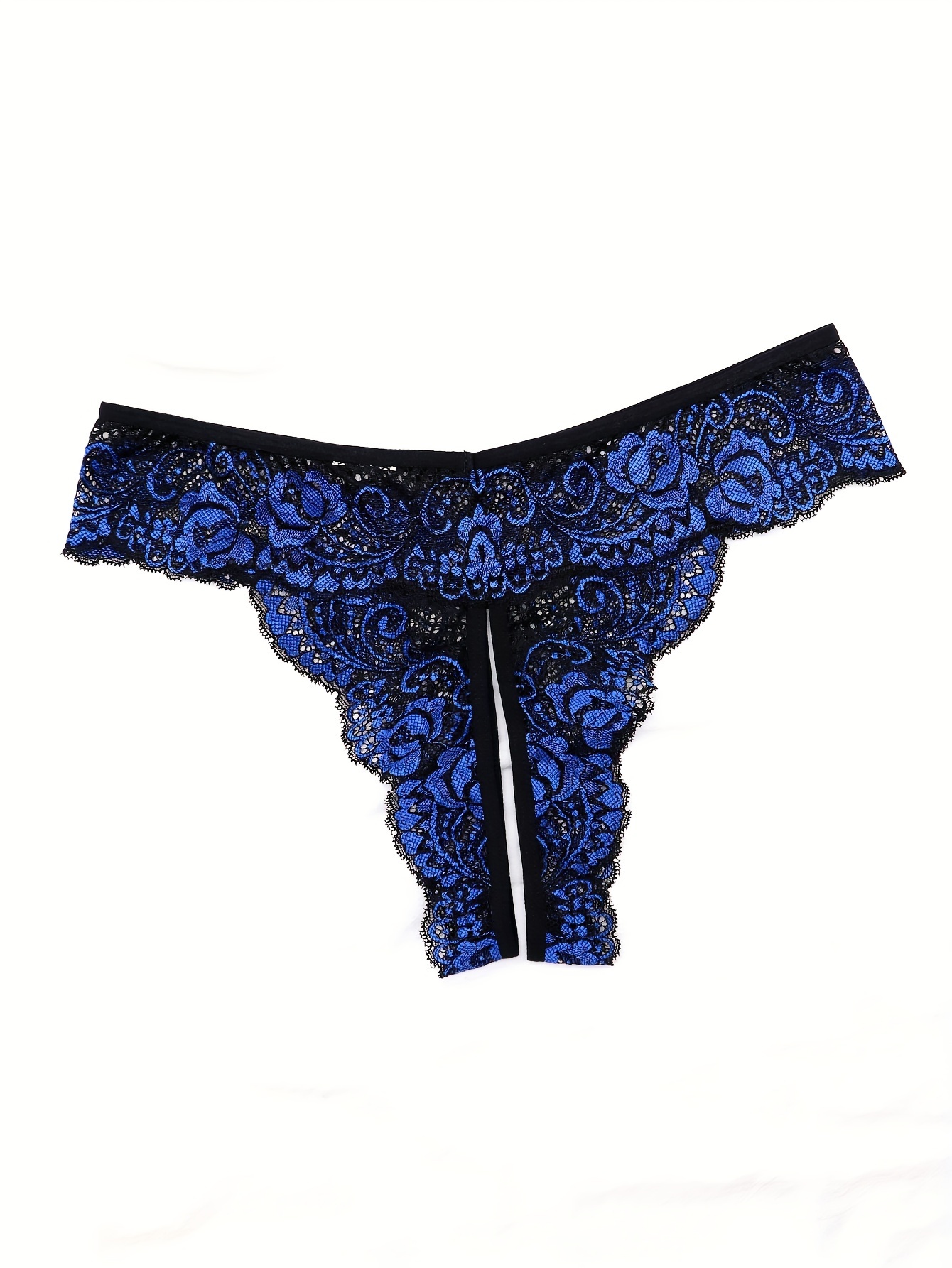 Sexy Thong Women's Plus Floral Lace Bow Decor Cut Crotchless - Temu Canada
