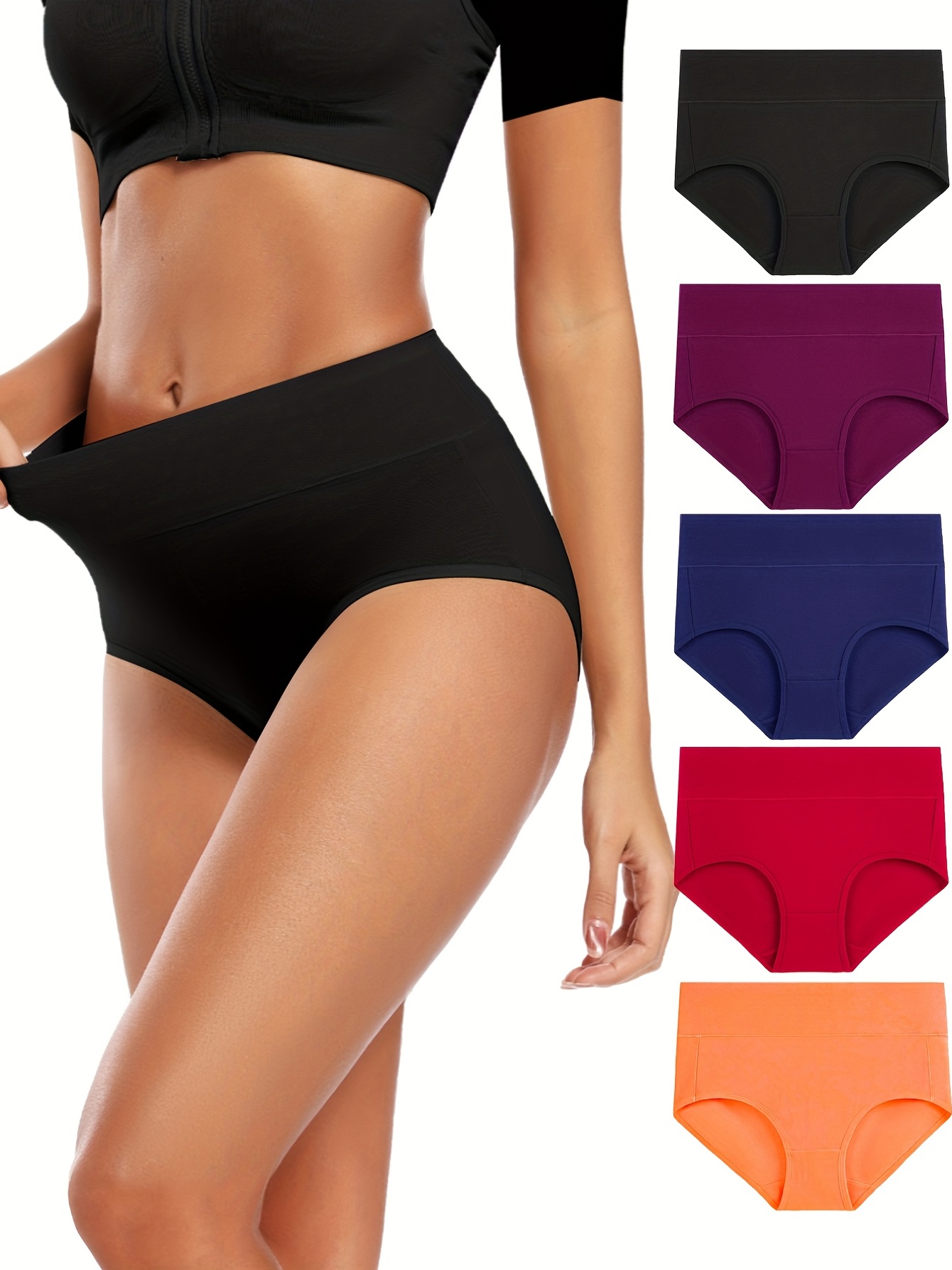 Simple Solid Bikini Panties Comfortable Breathable High - Temu