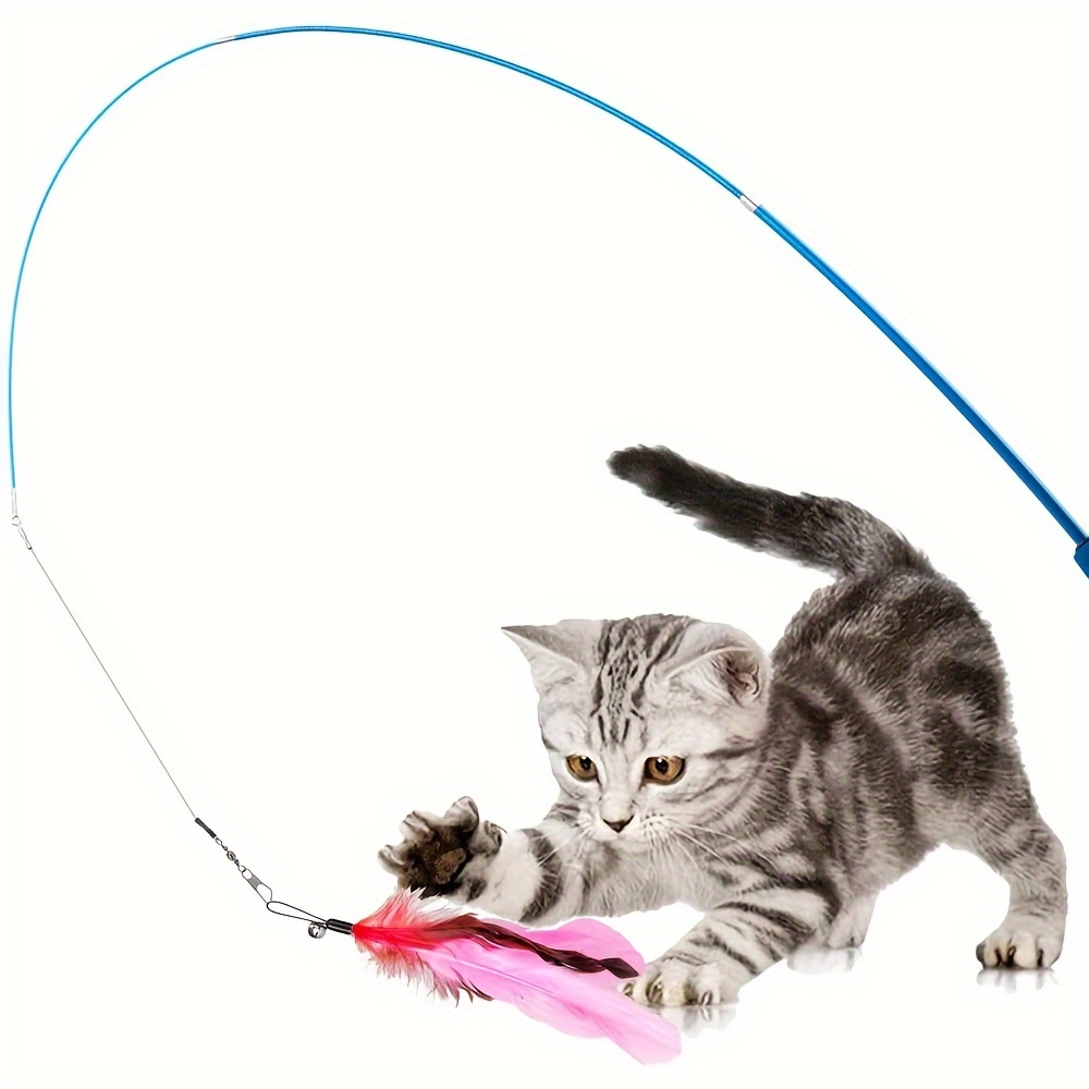 Double Head Cat Wand Toys w/Suction Cup Pet Cat Interactive Feather Indoor  Play