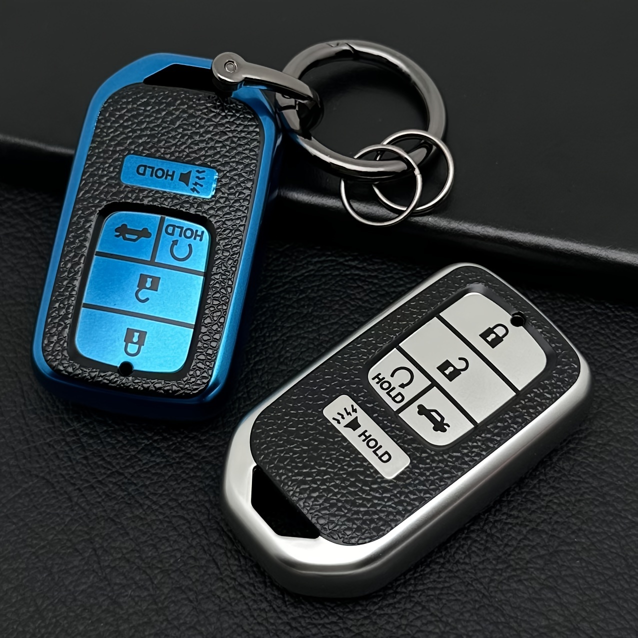  WeiZhenZJYiWu Key fob Cover ，Two different materials keychain  Accessories，5 colors TPU key Cover .for Honda Accord Civic etc Smart Key 。  (White-A) : Automotive