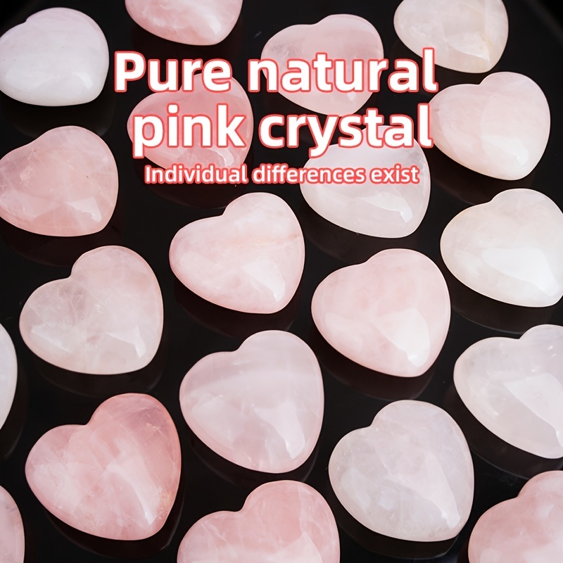 3~4.5cm Natural Rose Quartz Love Heart Shaped Pink Crystal Palm Healing  Gemstone