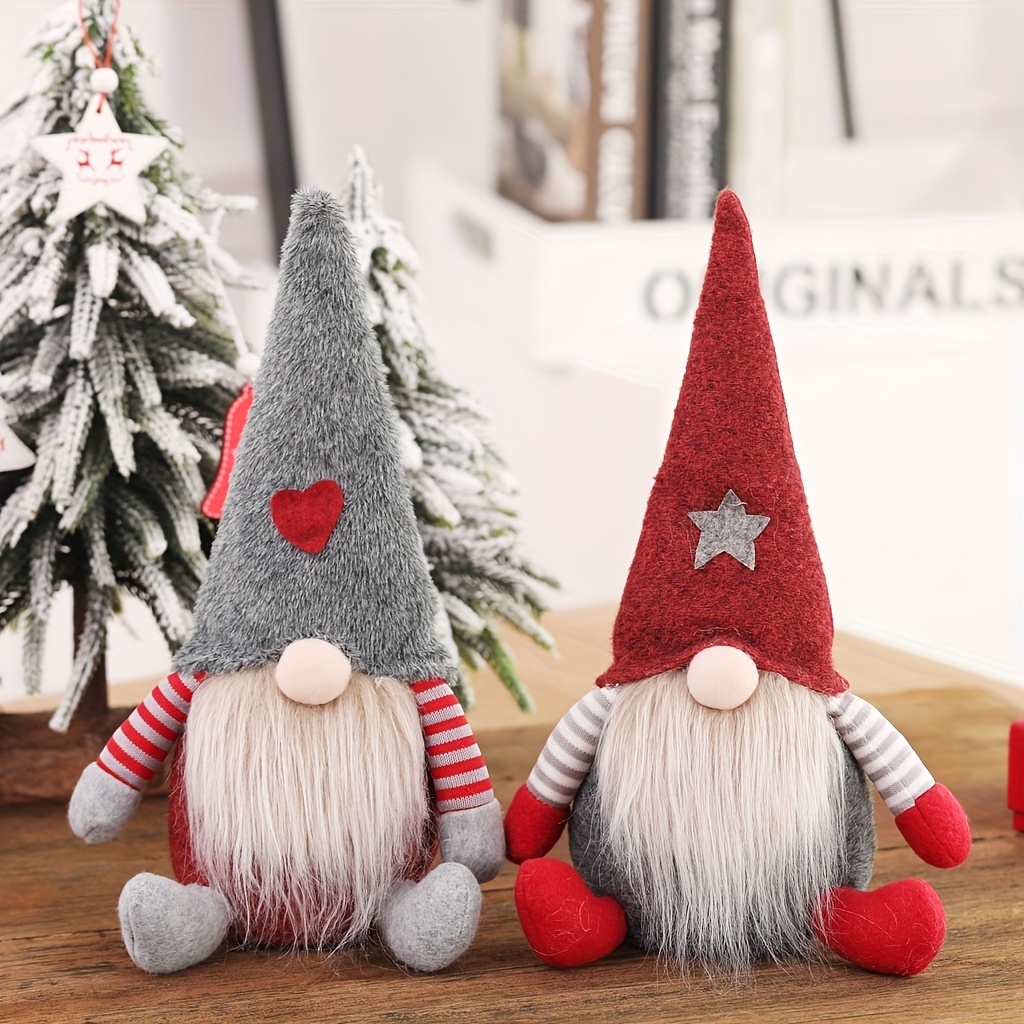 Christmas Old Man Figures Knitted Hat Glowing Santa Claus Dolls