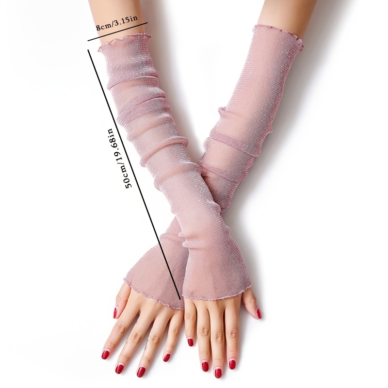 mesh short pink fitted long sleeve glove, lined, plus sizes, Babalú.the  Plus.
