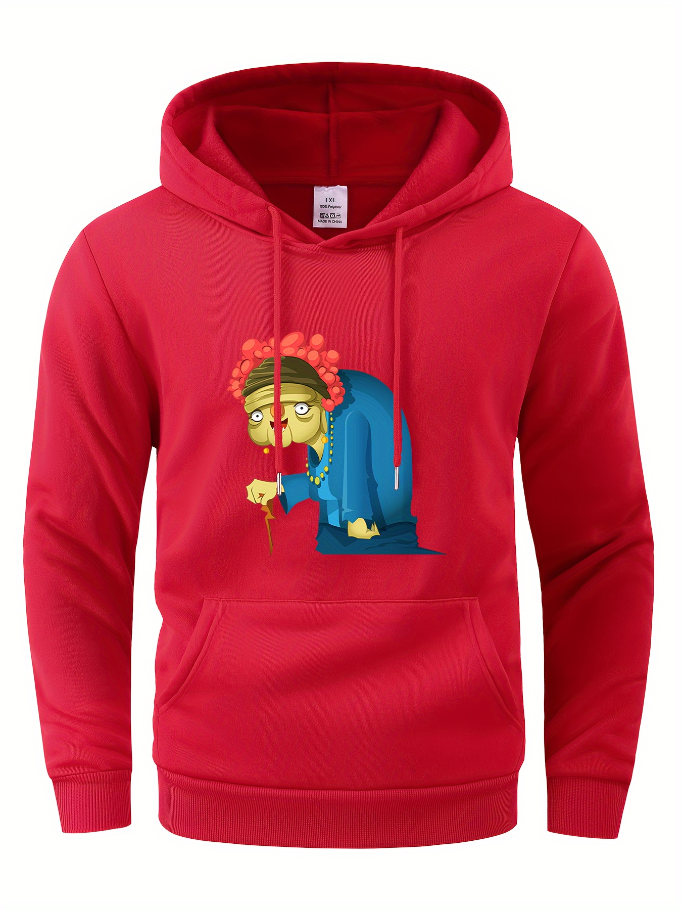 *] *'s Neon Green Graphic Hoodie Casual Polyester Drawstring Sweatshirt  with Pockets, Long Sleeves, PLUS SIZE