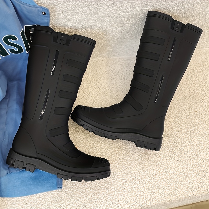 Botas de lluvia antideslizantes para hombre, zapatos de trabajo de  seguridad impermeables, hasta la rodilla con plataforma, para pescar,  novedad de