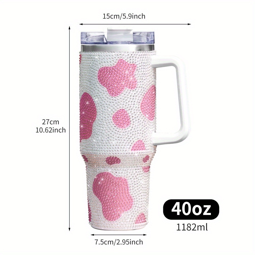 Cow Print Tumbler With Lid And Straw Stainless Steel Thermal - Temu