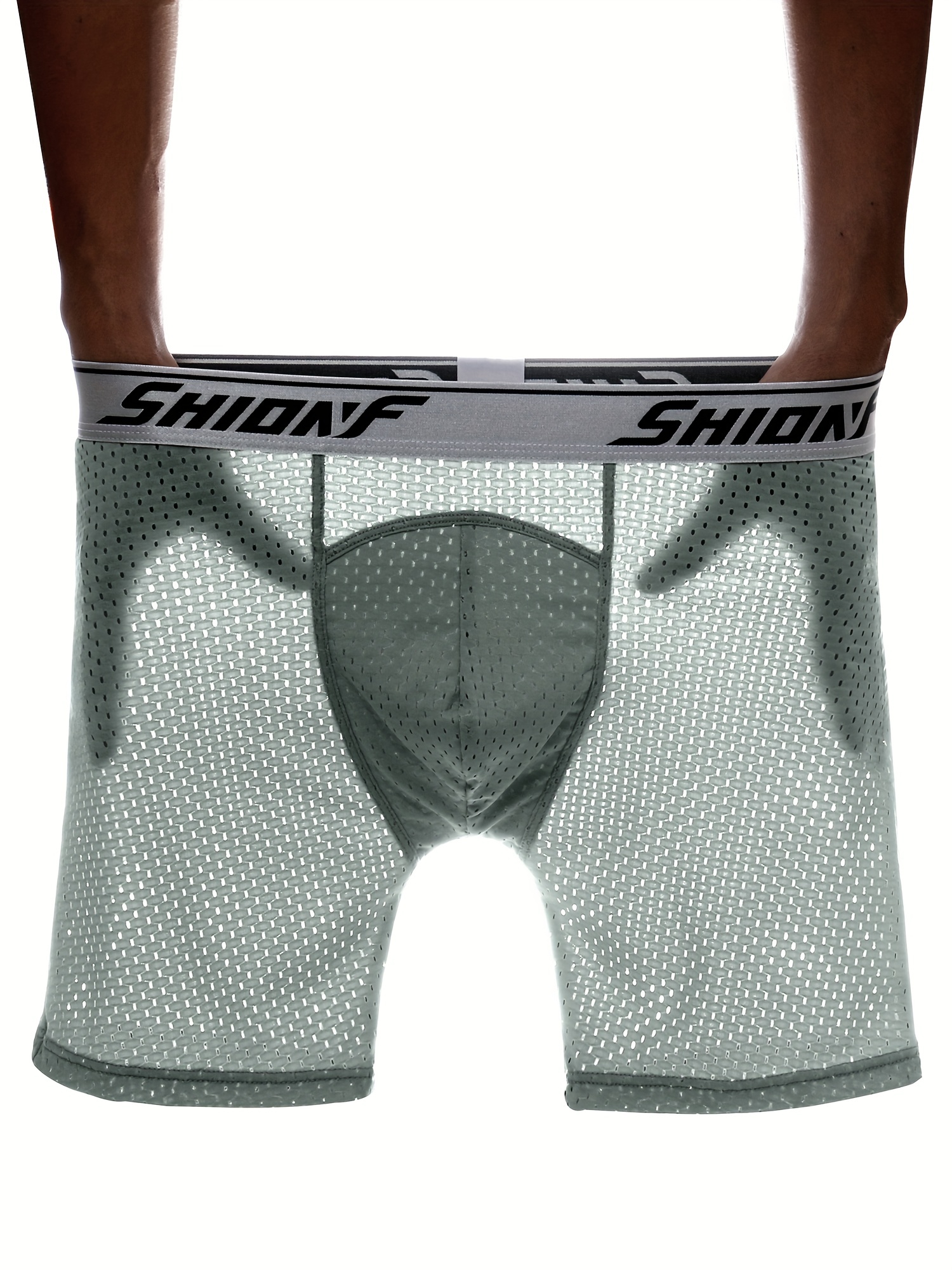 Sexy Mens Mesh Hole Underwear Man Boxers Short Underpants Plus