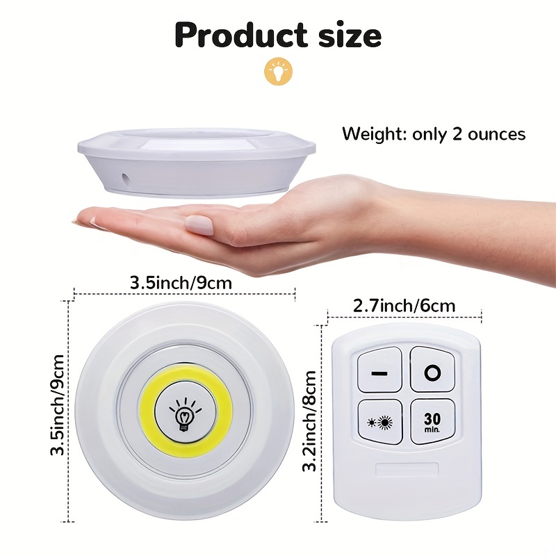 Led Under Cabinet Light Dimmable Cob Night Light With Remote - Temu