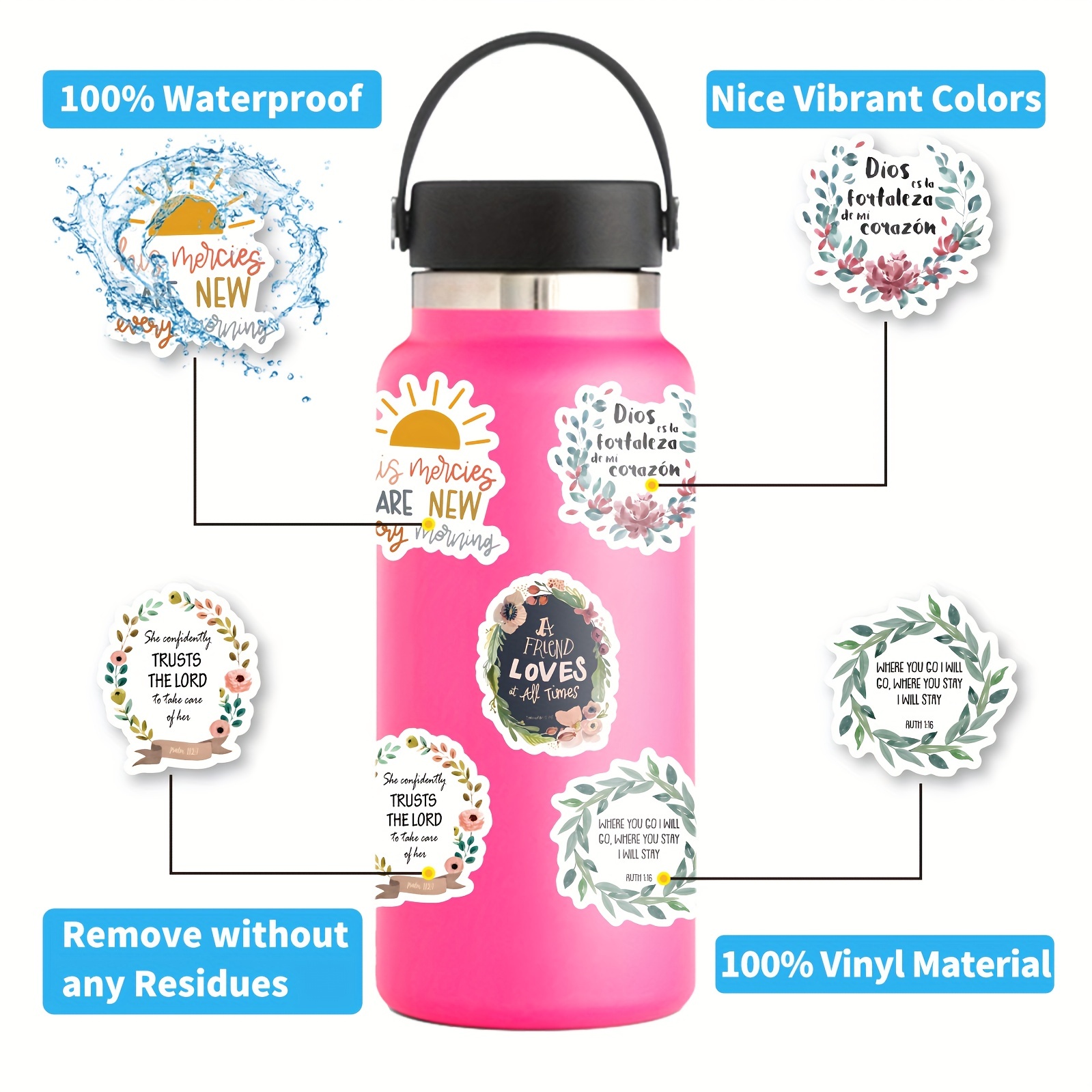  200PCS Inspirational Stickers for Water Bottles