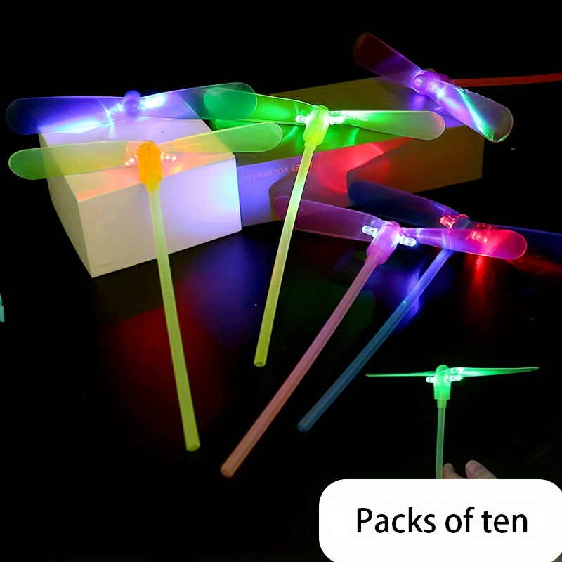 Lumière LED flèche hélicoptère fronde éjection jouet volant enfants adulte  Mini jouet volant bleu/Flash lumière élastique catapulte jouets
