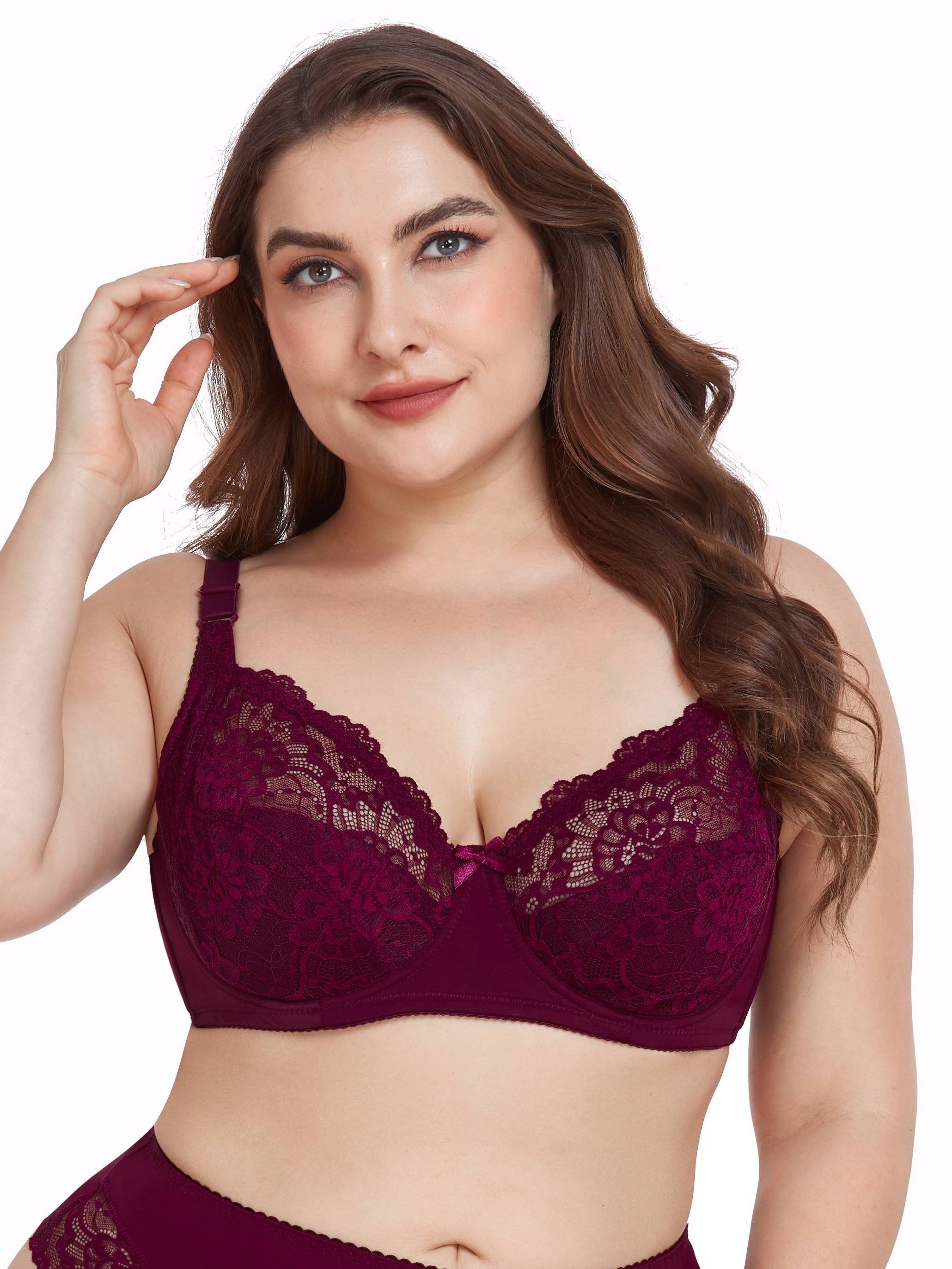  Womens Plus Size Floral Lace Underwired Bra Full
