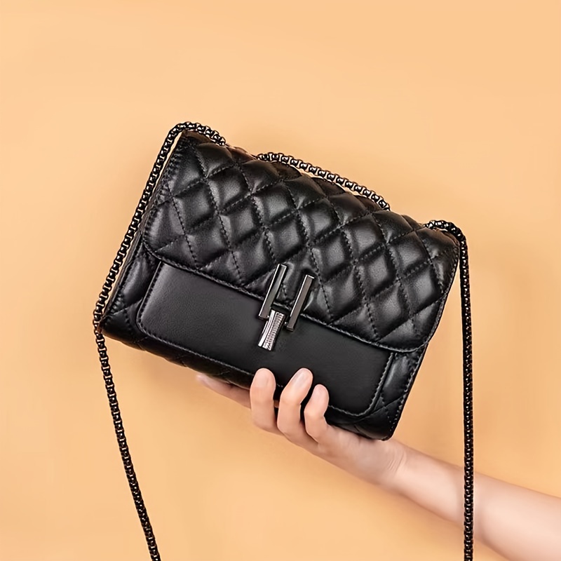 Mini Square Shoulder Bag, Trendy Faux Leather Flap Purse, Women's