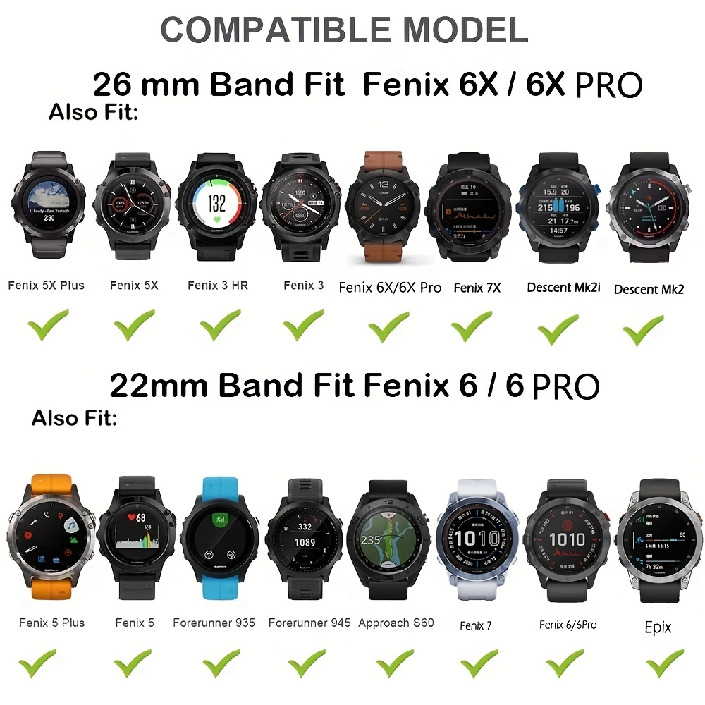 Acheter Bracelet de montre en Silicone, 22mm 26mm, pour Garmin Fenix ​​7X 7  5X 5 6X Pro 935 MK1 3HR Tactix 7 Pro, Quickfit