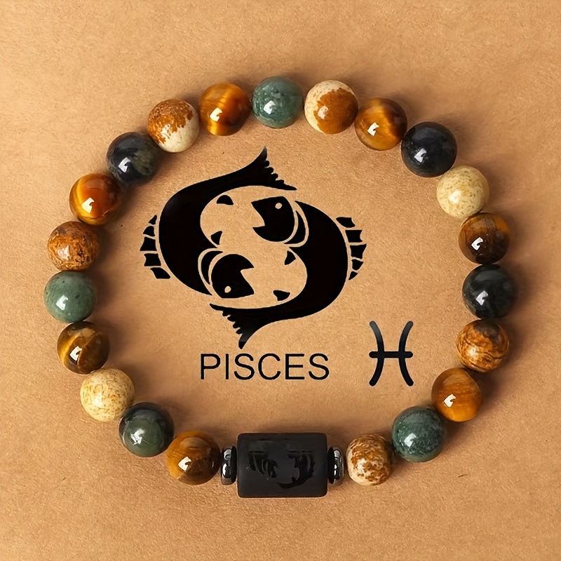 Zodiac Sign Stone Beaded Bracelets for Couples