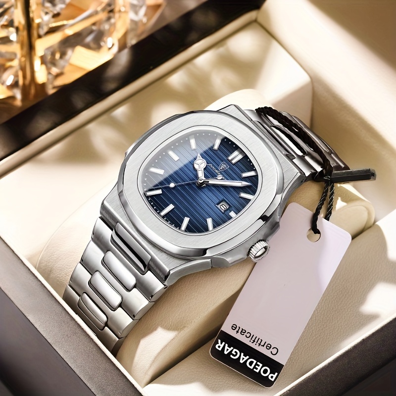 Reloj Elegante de Cuarzo para Hombre Reloj Analógico Lujoso de Acero  Inoxidable