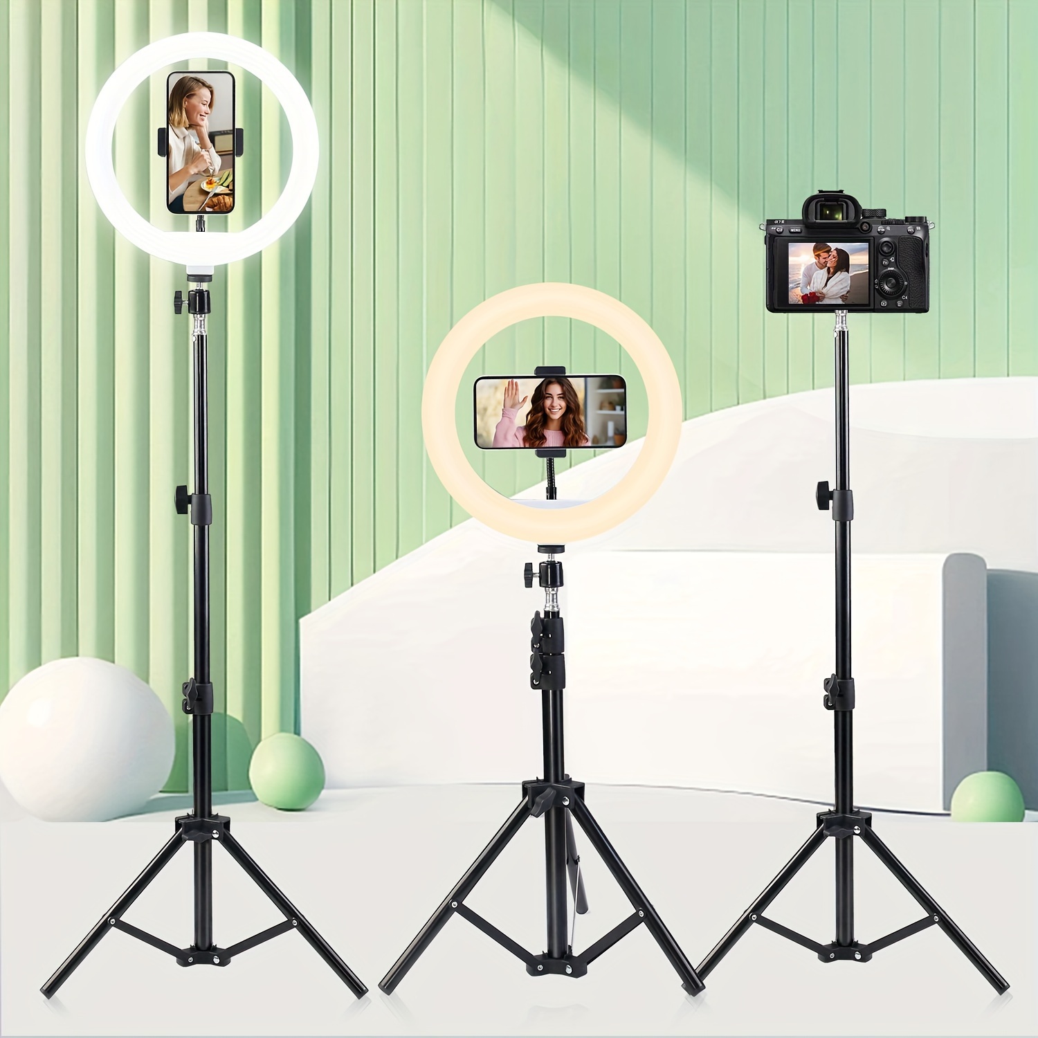 Ring Light 10/26cm Dimmable LED Ringlight With Tripod Stand For