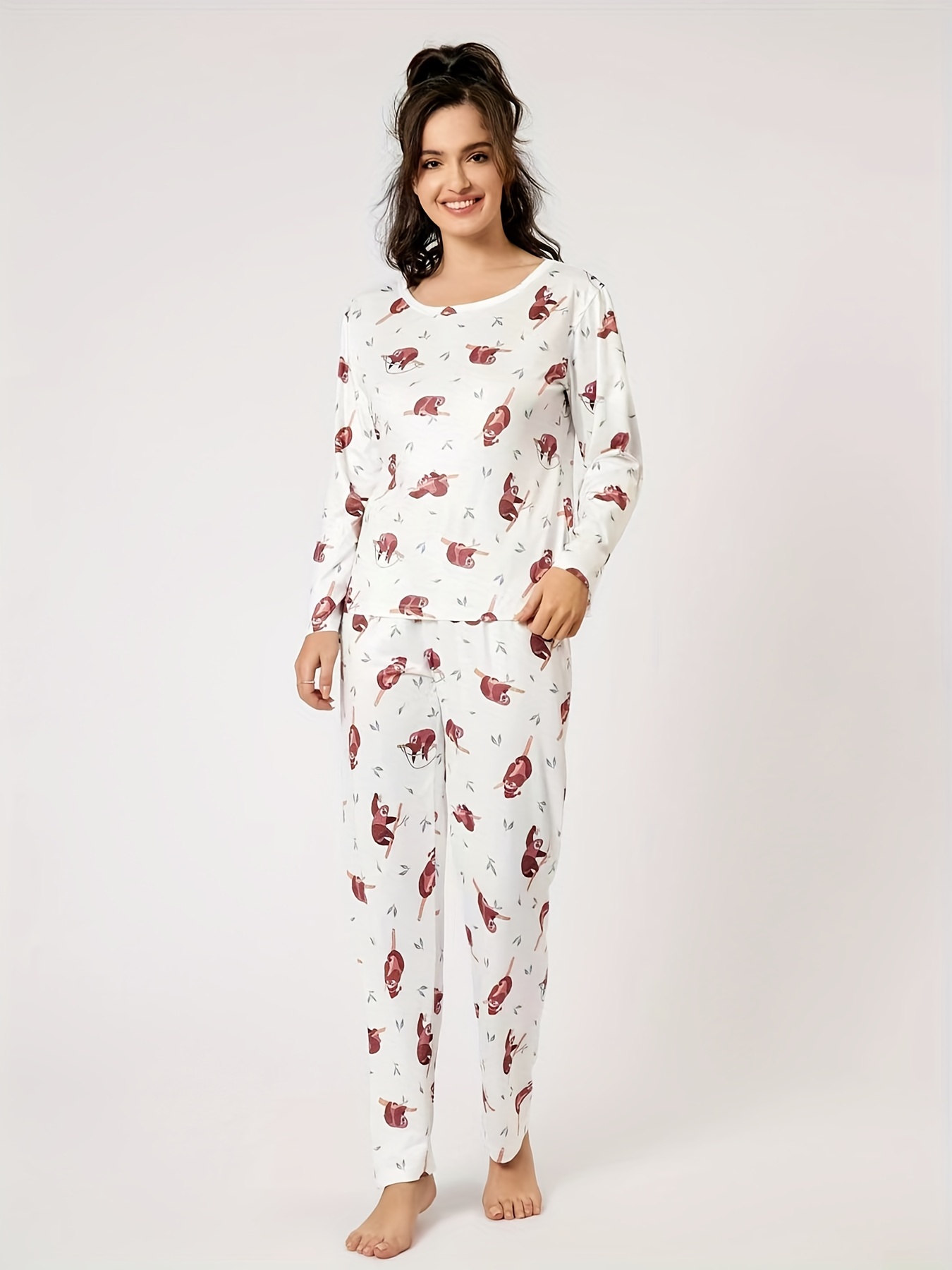 Conjunto de pijama de 2 piezas para mujer, ropa de dormir de