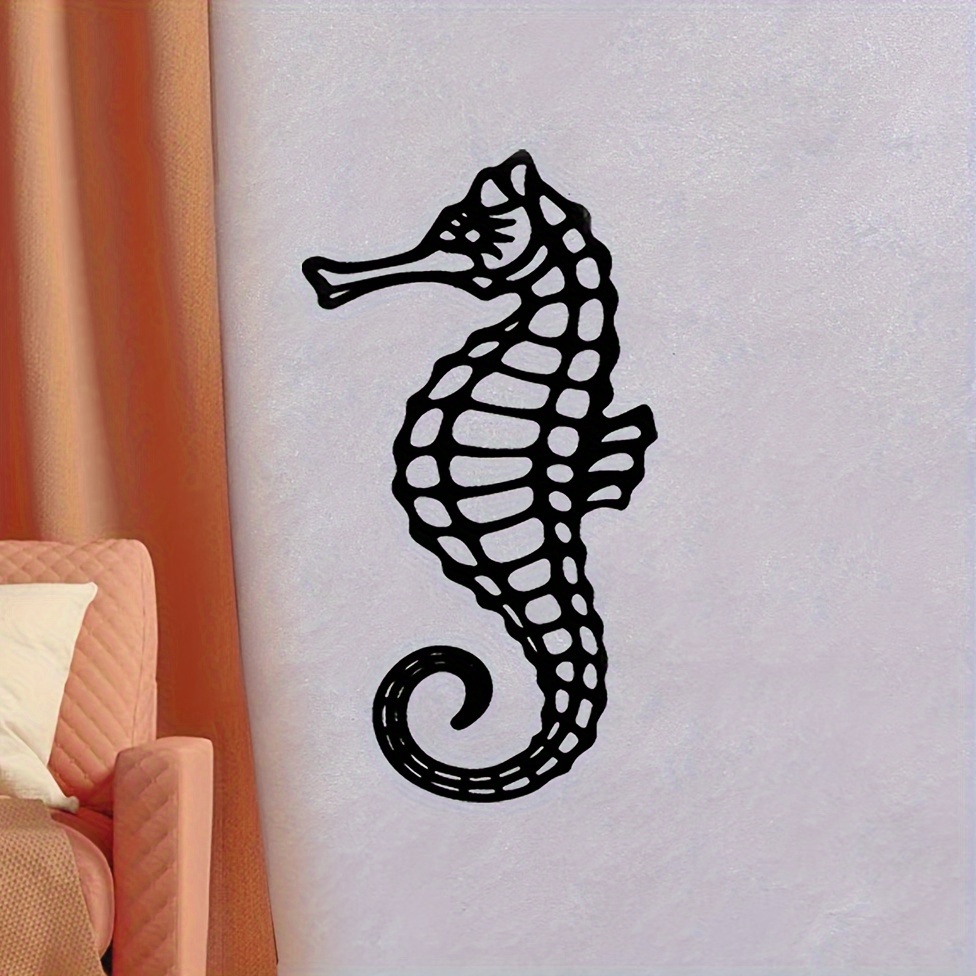 HONGLAND Metal Seahorse Wall Decor Ocean Coral Wall Art Beach Theme  Sculpture Decorations for Pool Porch Bathroom Garden