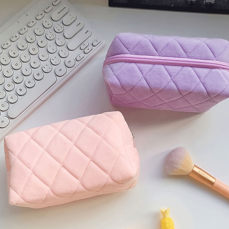 Quilted Zipper Cosmetic Bag, Cosmetic Organizer Versatile Travel Toiletry  Bag Makeup Bag - Temu