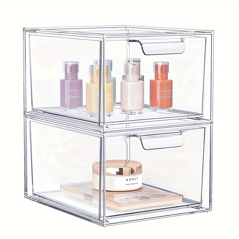 Stackable Clear Drawer Storage Bins With Lid, Durable Storage Boxes For  Cosmetic, Toiletry, Stationery, Household Storage Organizer Bathroom,  Desktop, Vanity, Bedroom, Office, Home, Dorm, - Temu