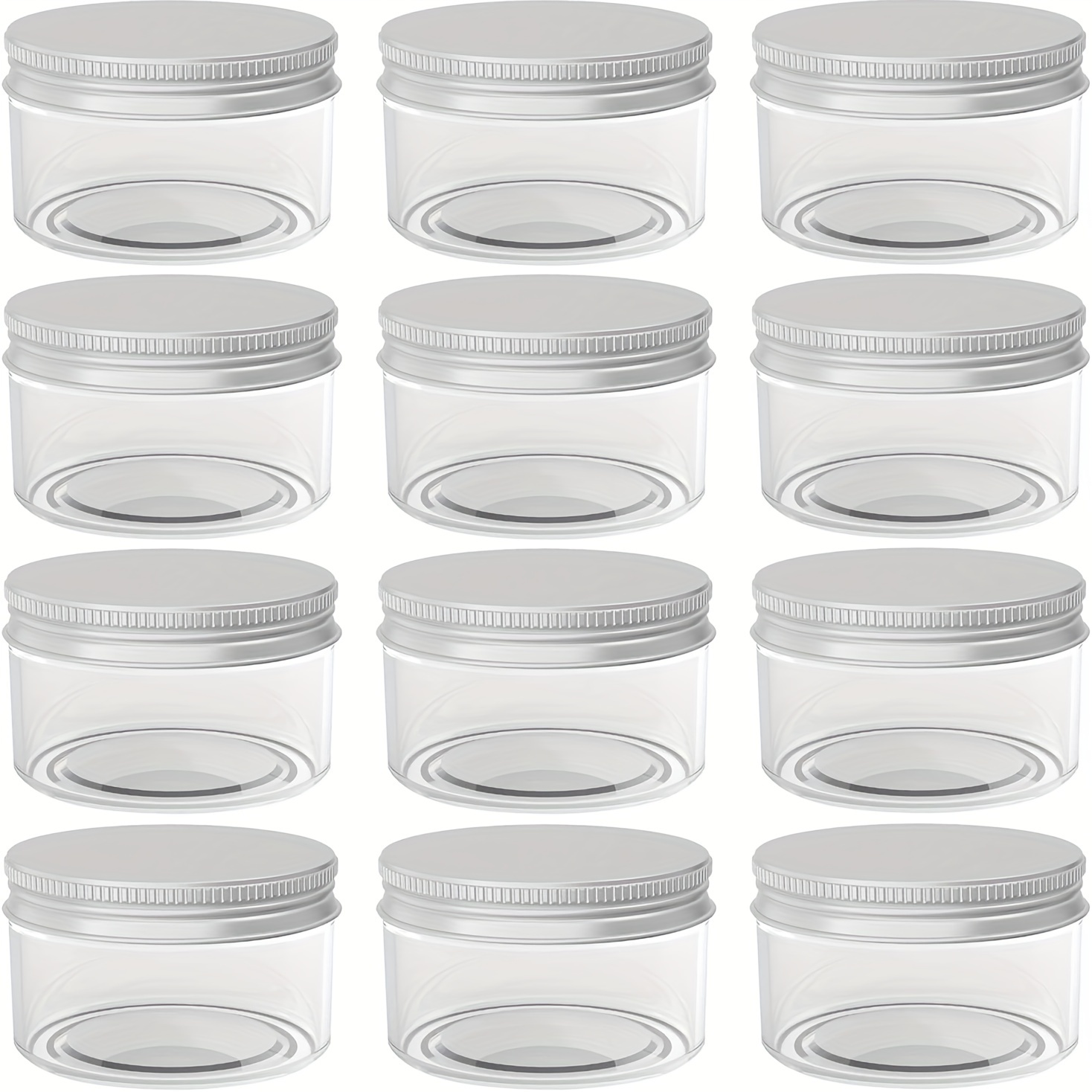 4 oz Plastic Jars with Lids - Lotion and Cosmetic Containers with Lids-  Empty 12