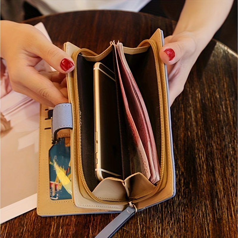 Cartera Larga Con Bordado De Hojas, Monedero De Mano, Estuche Grande Para  Tarjetas De Crédito Informal Para Mujer - Bolsas Y Equipaje - Temu Spain