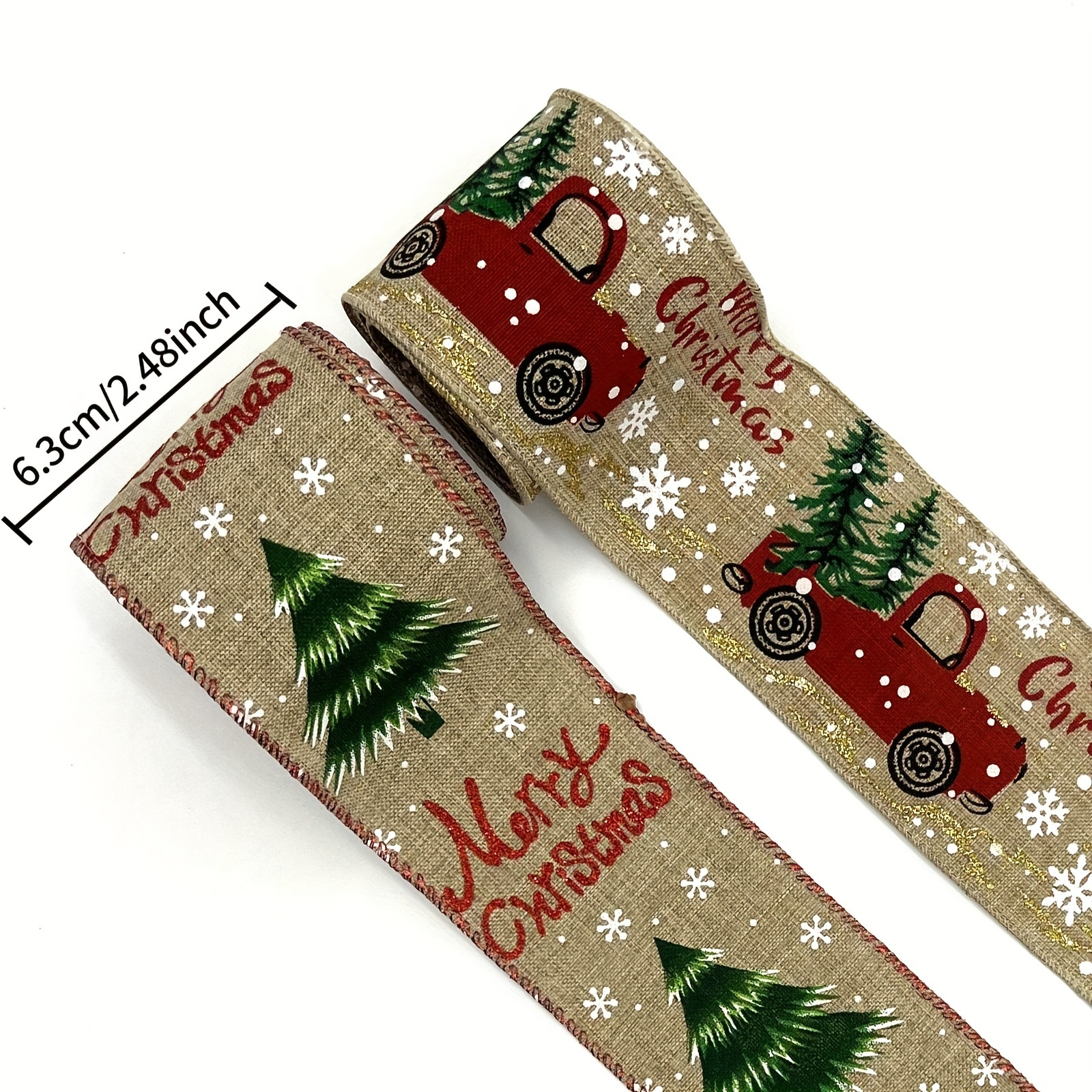 Christmas Ribbon for Tree Wreaths Crafts Gift Wrapping, Vintage