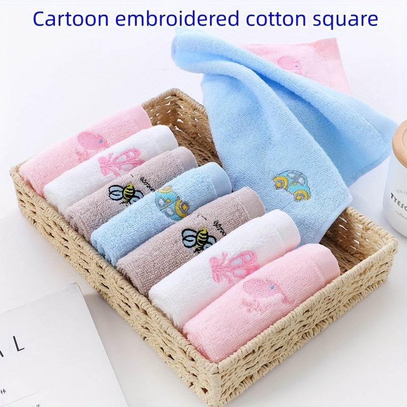 Toallas faciales 100% algodón para niños, toallas de mano y toallas para  los dedos para baño, juego de toallas bordadas con bonito patrón de  animales