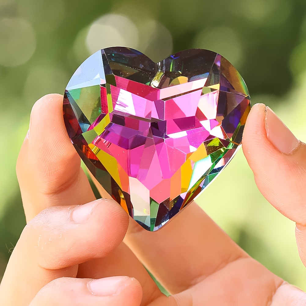sdfpj Multi-Sided Heart Colourful Decoration, Stained Multi-Sided Heart  Suncatcher, 3D Heart-Shaped Rainbow Light Catcher Hanging Prisms, For  Patio, Gifts, Wedding And Car (Color : F) : : Garden