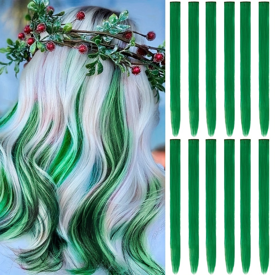 Vibrant Christmas Colored Hair Extensions Clip In - Temu