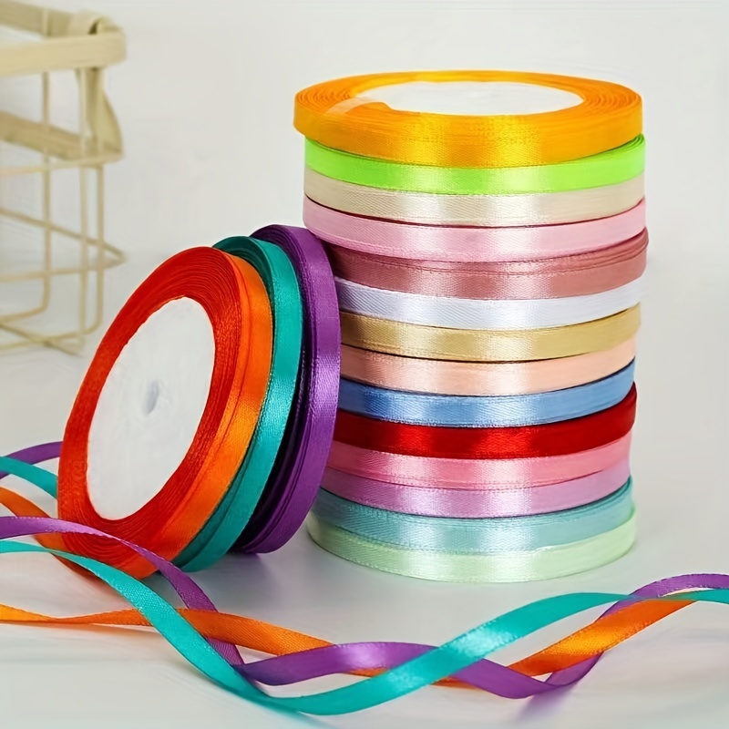 25 Yards Thin Polyester Satin Ribbons Diy Crafts Supplies - Temu