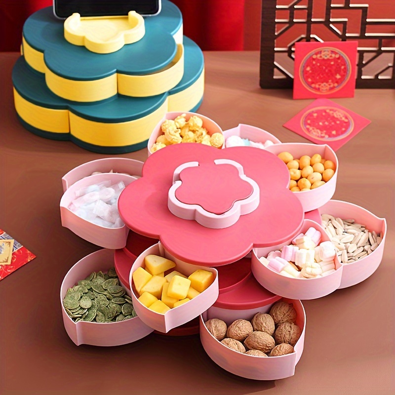Dried Fruit Tray Storage - Rotating Petal Candy Box, Nut Storage, Fruit  Plate, Home Organizer - Double Layer - Orbisify.com