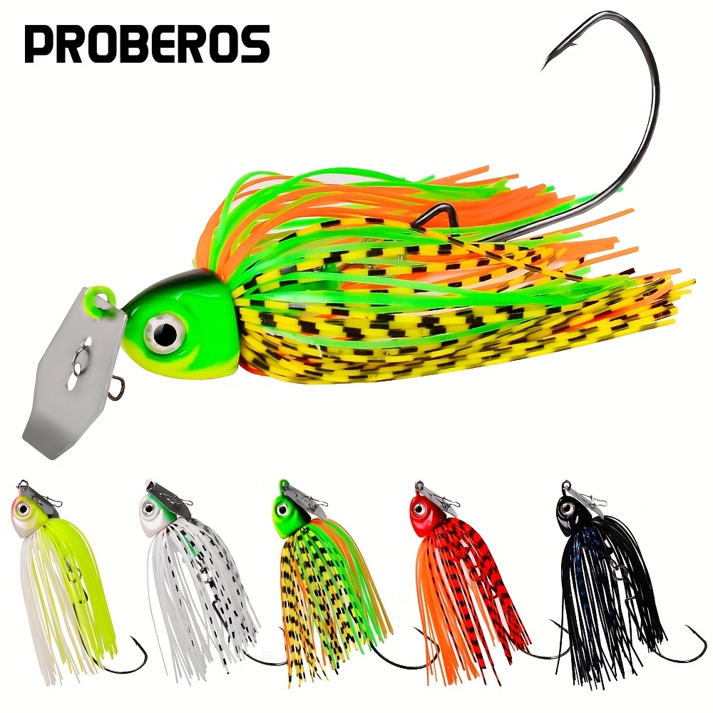 5pcs Proberos Chatter Bait Spinner Bait - Sinking Fishing Lure for Bass,  Pike, and Walleye - Buzzbait Wobbler with Lifelike Action