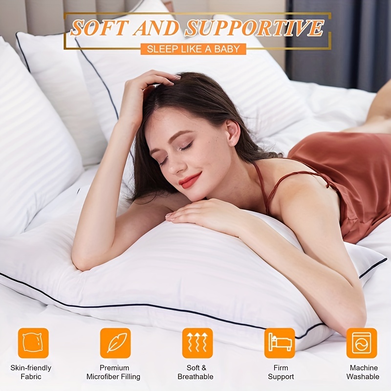 Acanva Cooling Bed Pillows for Sleeping 2 Pack, Premium Microfiber Filling  Soft Supportive with Removable Cover Skin-Friendly, Standard (Pack of 2)