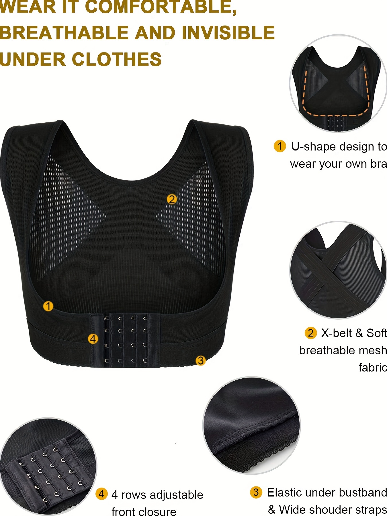 Chest Brace Up For Women Posture Corrector Shapewear Tops Back Brace Support  Bra Shaper X-strap Vest