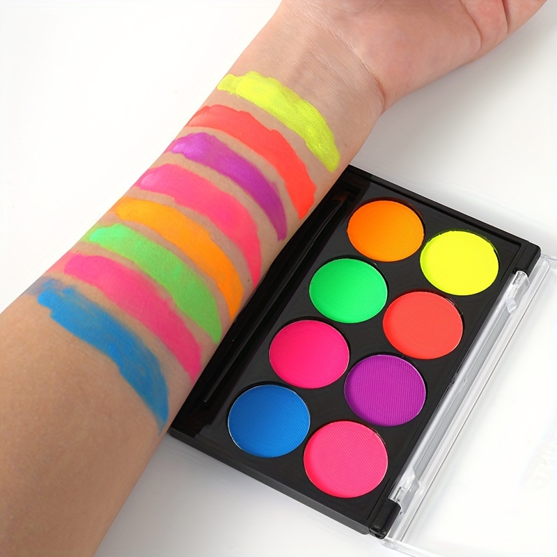 1pc 8 Bright Colors Neon Fluorescent Body Painting Palette, Water