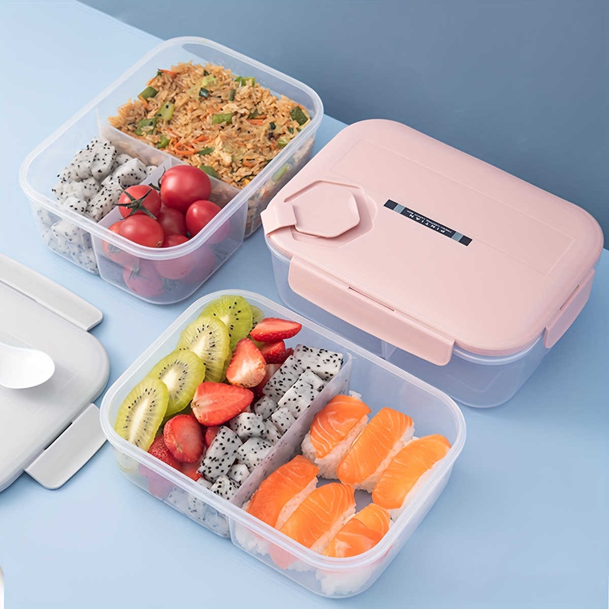 Suministros De Cocina,juego De Caja De Almuerzo Para Trabajadores De  Oficina,contenedores De Vidrio Para Preparación De Comidas,caja Bento De Vidrio  Contenedores Redondos Para Almuerzo Contenedores De Vidrio Para  Almacenamiento De Alimentos Con