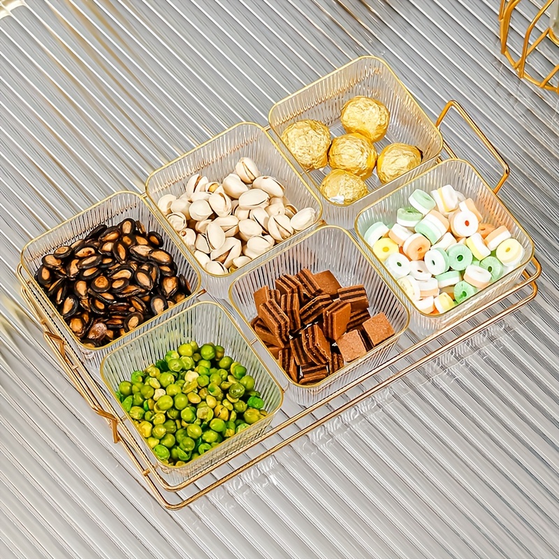 Clear Organizer Bins With 3 Removable Dividers Snack Vegetable Storage Box  Sundries Sorting Box In WHITE