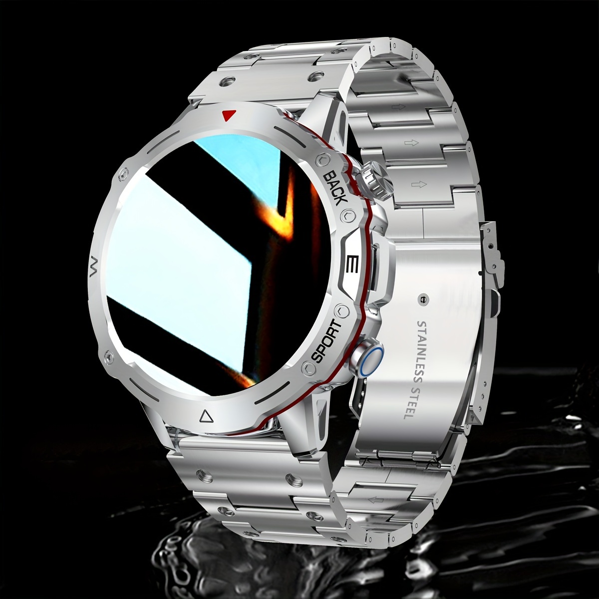 Touch watch shop stainless steel back