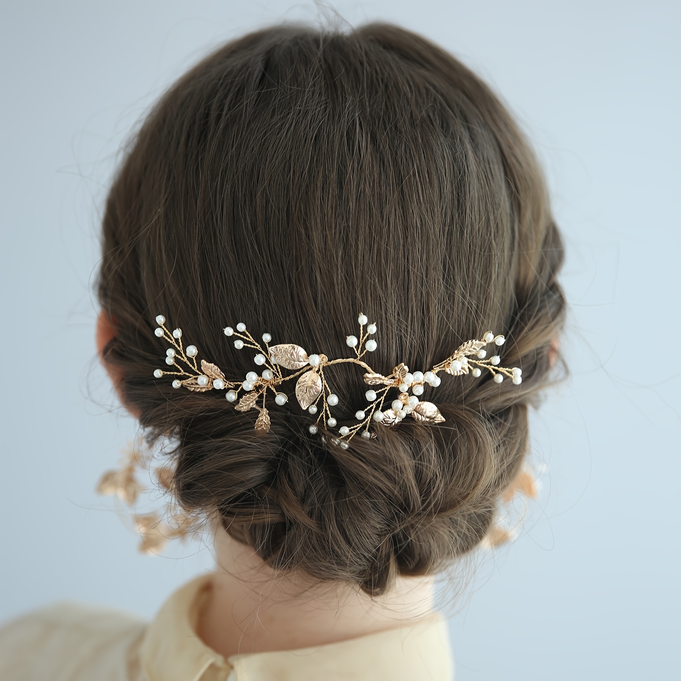 

1pc Vintage Faux Pearl Hair Insert Comb Leaf And Vine Shaped Hair Pin Elegant Hair Decoration Suitable For Wedding Bridals Banquet Women Girls