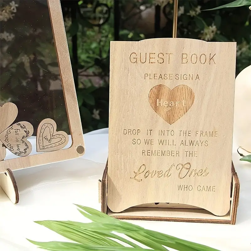 Wedding Guest Book Wooden Heart shaped Picture Frame Drop - Temu