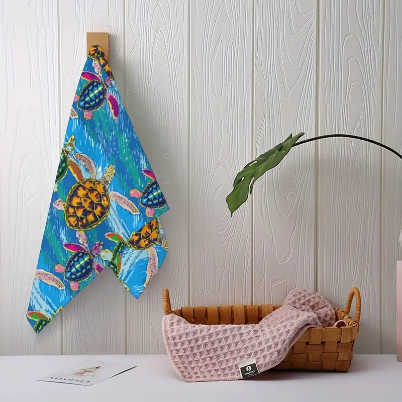 Hand Towels Turtle Sailboat Pattern Kitchen Towel Absorbent - Temu