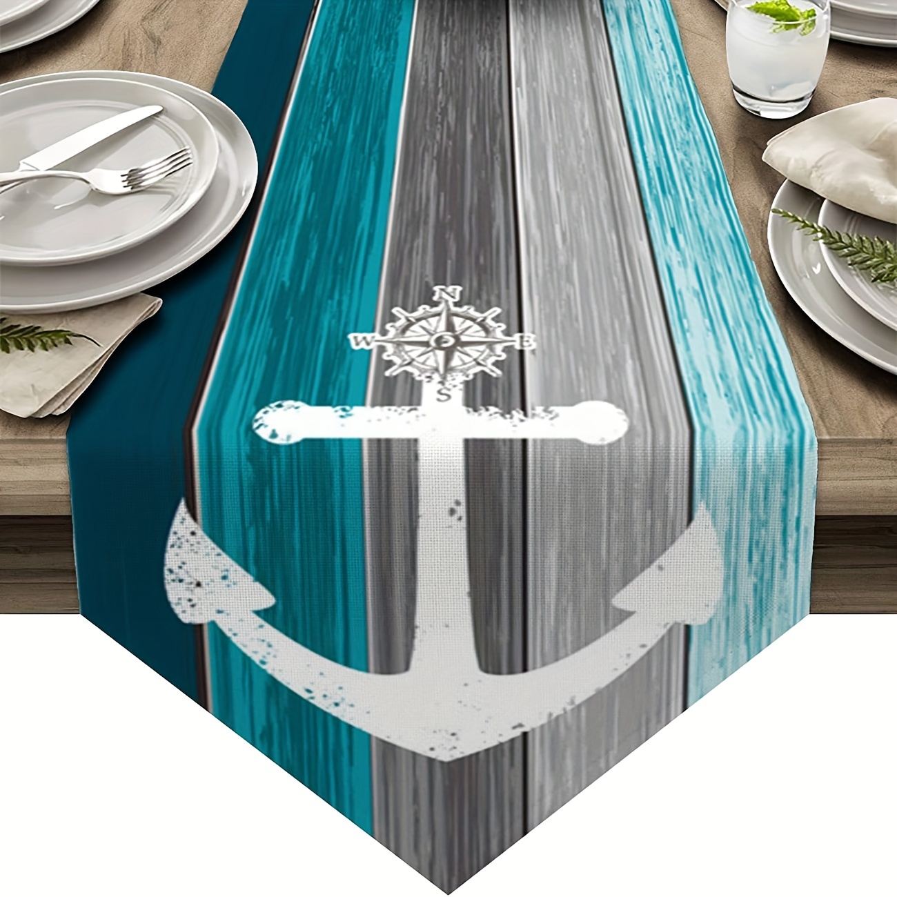 Ocean Style Linen Table Runner Summer Seashore Decor