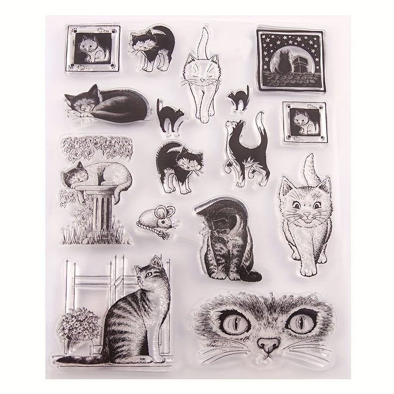 Pet Clear Stamps for Card Making Transparent Silicone Stamps Dog + Cat  Rubber