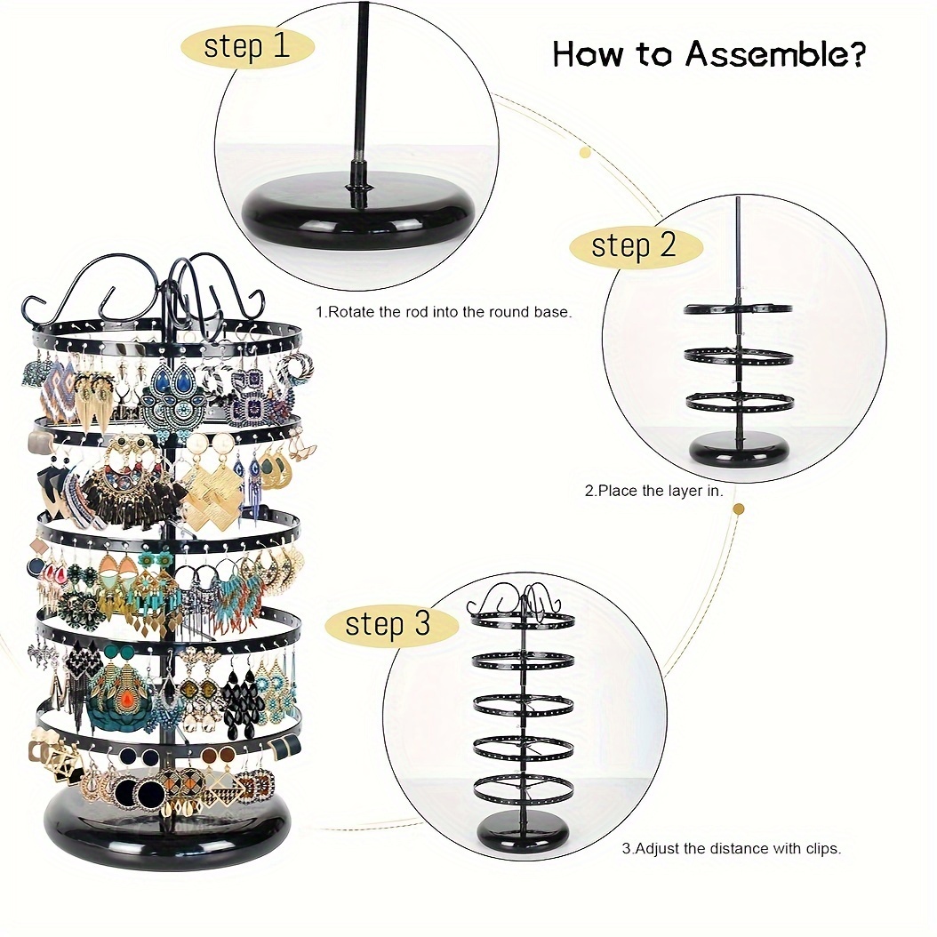 360 Rotating Earring Holder Stand Clear Earrings Organizer, Acrylic Jewelry  Storage Display Rack For Earrings Bracelets Necklaces, 400 Holes And 192 G