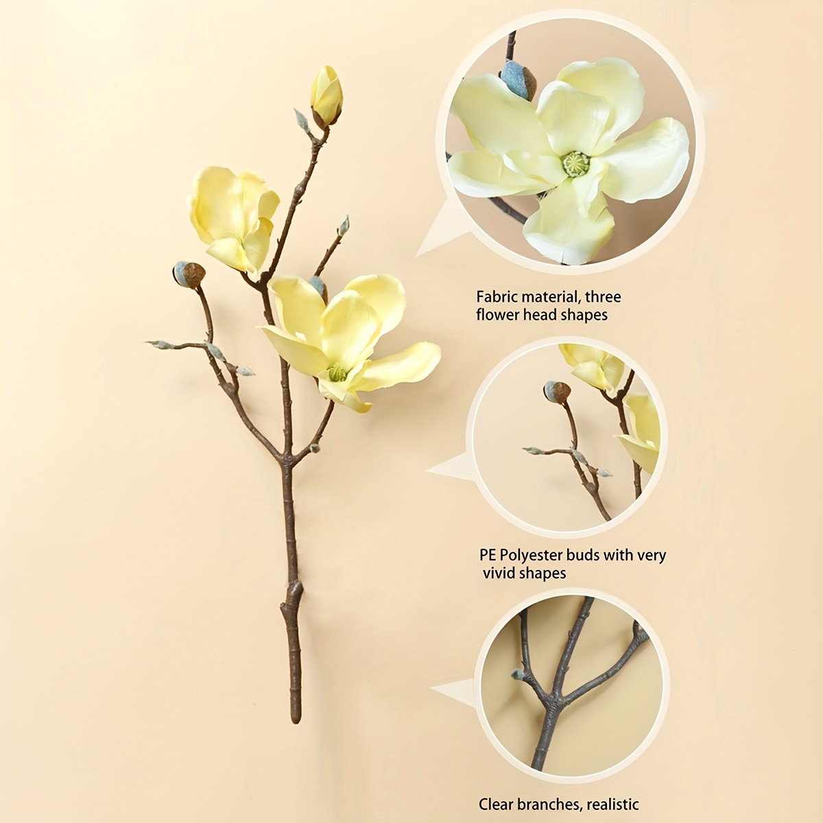 2 Heads/Sticks 36CM High Quality Faux Magnolia Silk Flower Bridal Bouquet  Wedding Party Garden Home Office Table Decoration