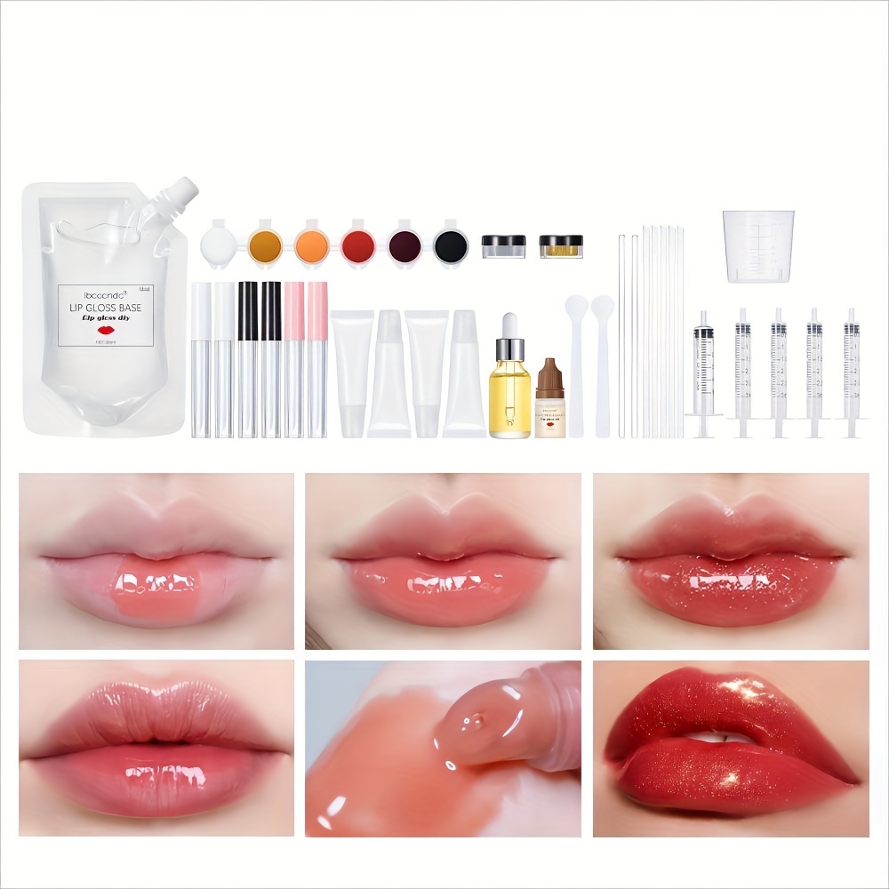 DIY Lip Gloss Making Kit Crystal Clear Lip Glaze Base With Tools Made Your  Own Color Changing Lipgloss 