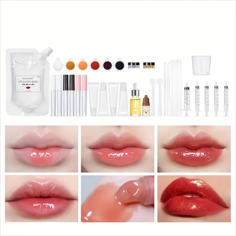 Diy Lip Gloss Making Kit Long Lasting Glitter Liquid Makeup - Temu