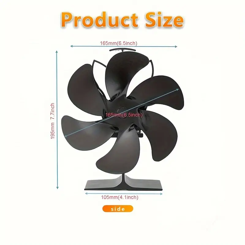 1pc, 5 Blades Fireplace Fan Wood Stove Fan, Fireplace Fan For Wood Stove,  Heat Powered Stove Fan Log Wood Stove Accessories